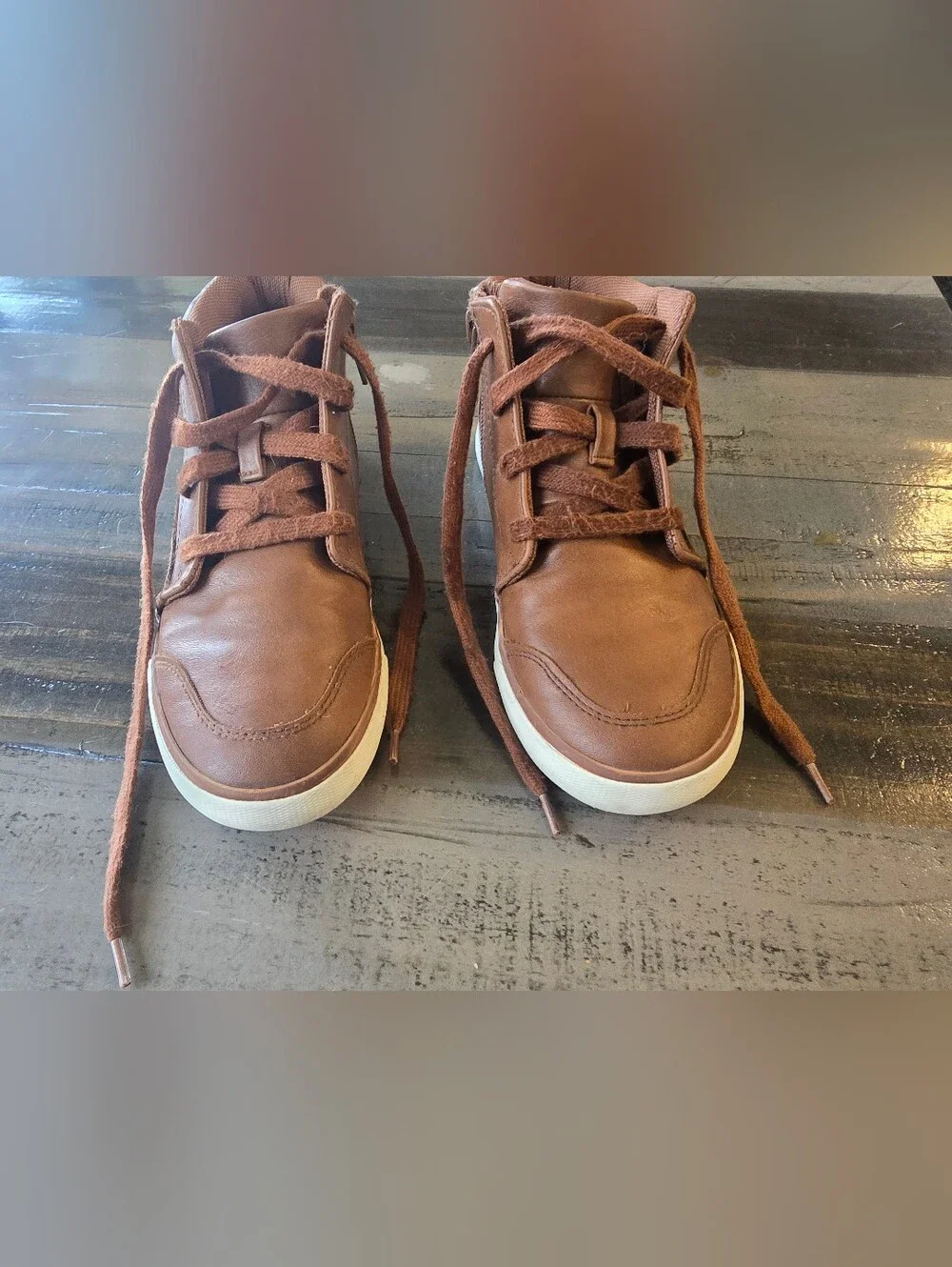 wonder nation Brown Lace-Up High-Top Kids Boots